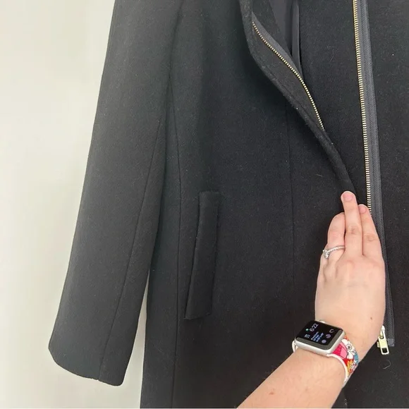 J Crew Factory Wool Blend Pea Coat Black - Picture 3 of 7